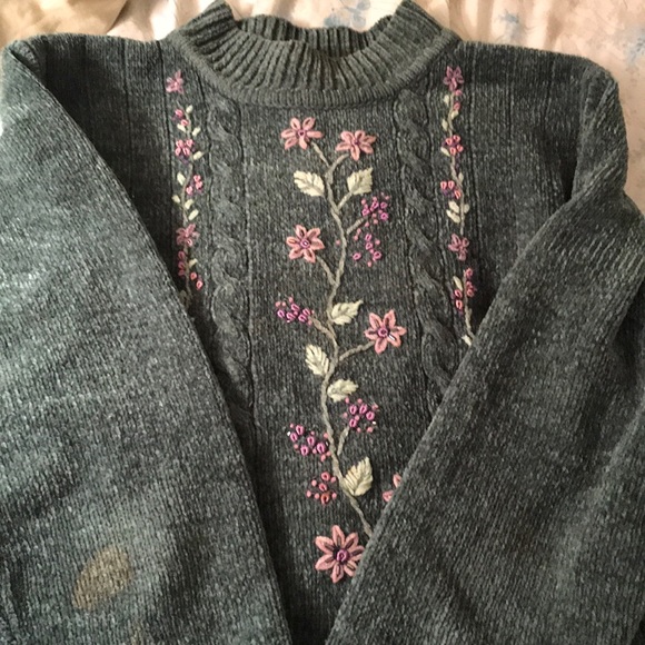 Alfred Dunner Sweaters - FINAL PRICE Green Floral Vintage Sweater